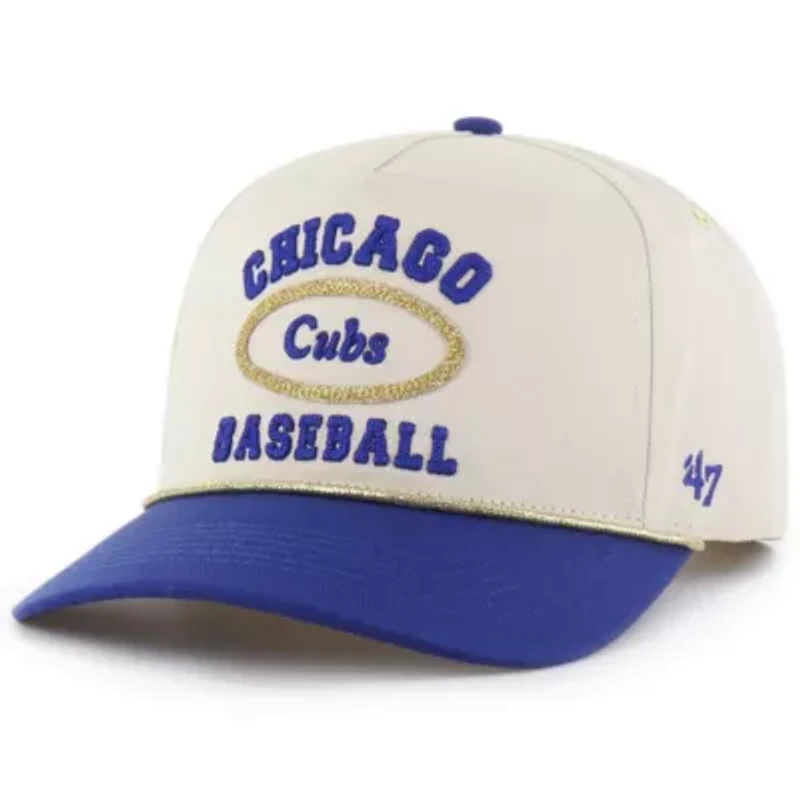 MLB x Lane Natural/Royal Chicago Cubs Glitter Rope Hitch Adjustable Hat