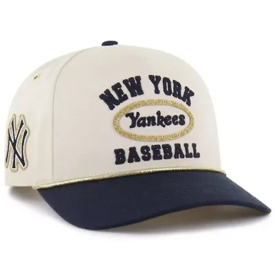 MLB x Lane Natural/Navy New York Yankees Glitter Rope Hitch Adjustable Hat