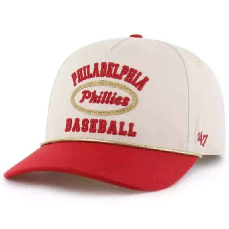 MLB x Lane Natural/Red Philadelphia Phillies Glitter Rope Hitch Adjustable Hat