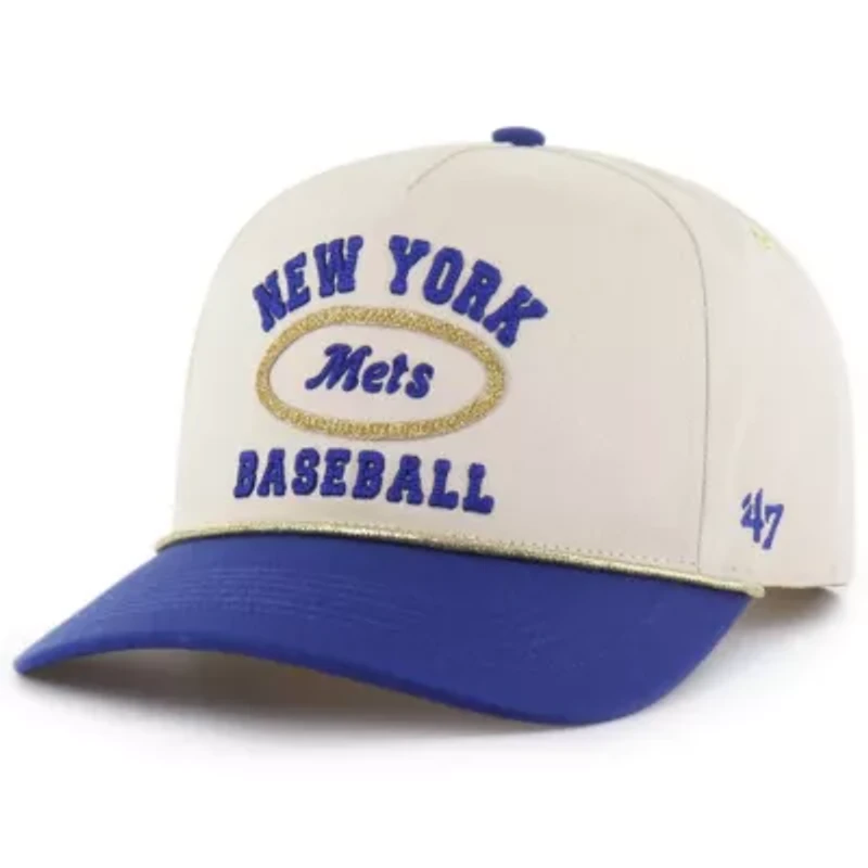 MLB x Lane Natural/Royal New York Mets Glitter Rope Hitch Adjustable Hat