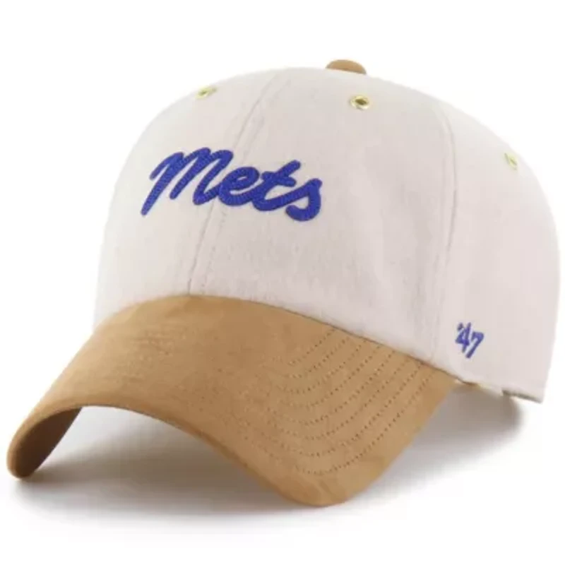 MLB x Lane Natural/Tan New York Mets Script Charm Clean Up Adjustable Hat