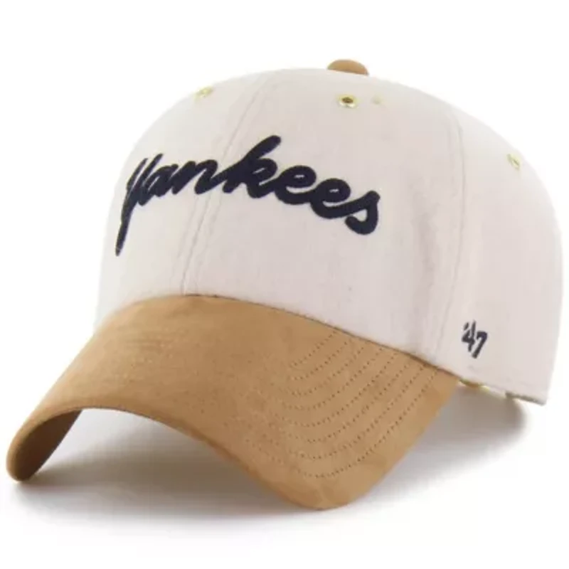MLB x Lane Natural/Tan New York Yankees Script Charm Clean Up Adjustable Hat
