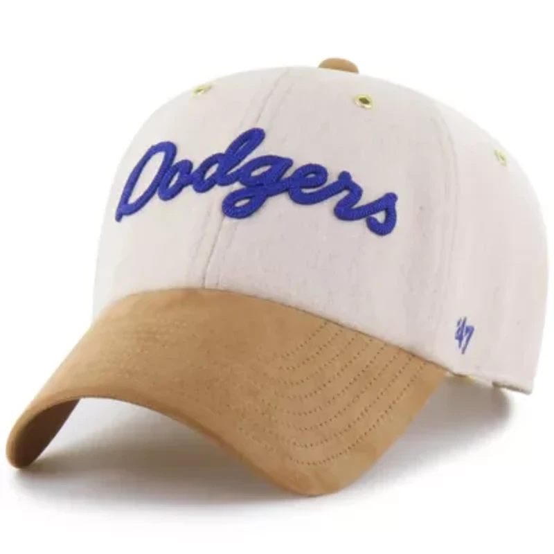 MLB x Lane Natural/Tan Los Angeles Dodgers Script Charm Clean Up Adjustable Hat