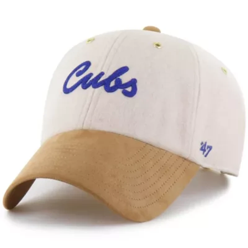 MLB x Lane Natural/Tan Chicago Cubs Script Charm Clean Up Adjustable Hat