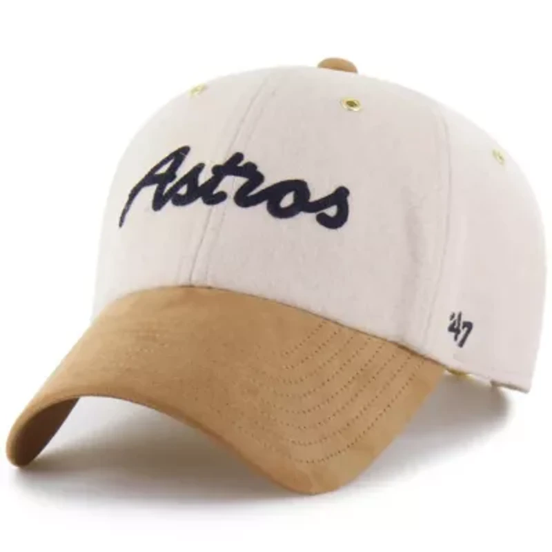 MLB x Lane Natural/Tan Houston Astros Script Charm Clean Up Adjustable Hat