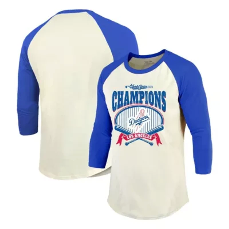 MLB Cream/Royal Los Angeles Dodgers 2025 World Series s Raglan Softhand 3/4-Sleeve T-Shirt