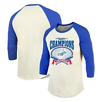 MLB Cream/Royal Los Angeles Dodgers 2025 World Series s Raglan Softhand 3/4-Sleeve T-Shirt
