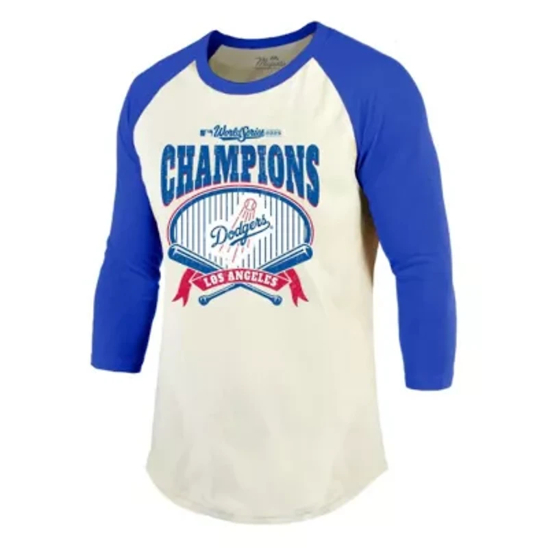MLB Cream/Royal Los Angeles Dodgers 2025 World Series s Raglan Softhand 3/4-Sleeve T-Shirt