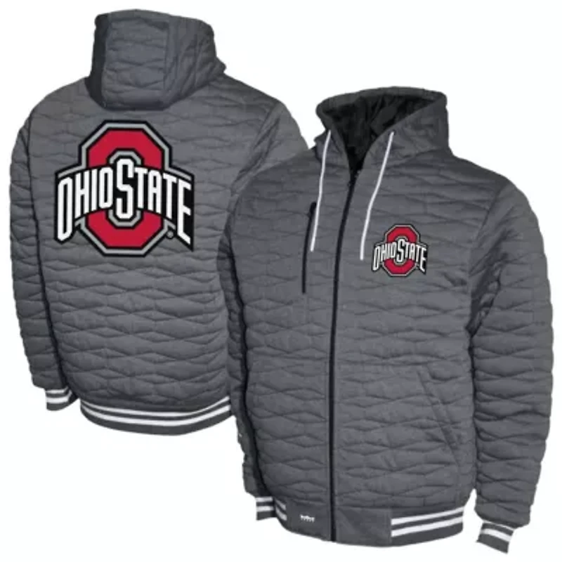 NCAA Ohio State Buckeyes Quilted Full-Zip Hooded Jacket