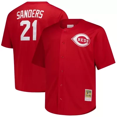 MLB Deion Sanders Cincinnati Reds Big & Tall Cooperstown Mesh Batting Practice Jersey