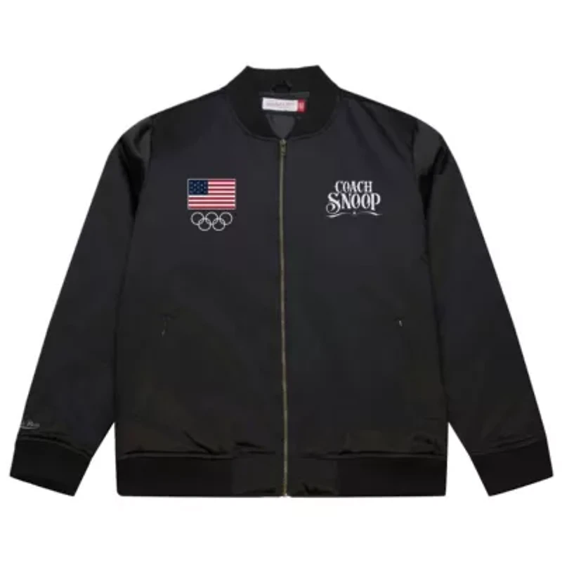 Olympics Team USA Coach Snoop Satin Full-Zip Bomber Jacket