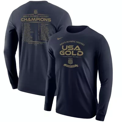 NHL Nike USA Hockey 2026 Winter Olympics Medal Roster Long Sleeve T-Shirt