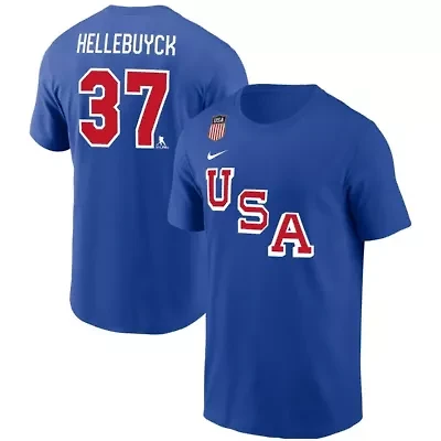 Olympics Nike Connor Hellebuyck USA Hockey Name & Number T-Shirt