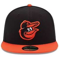 MLB Black/Orange Baltimore Orioles Road Authentic Collection On-Field 59FIFTY Fitted Hat