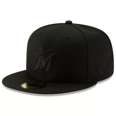 MLB Miami Marlins 2019 Black-on-Black 59FIFTY Fitted Hat