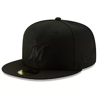 MLB Miami Marlins 2019 Black-on-Black 59FIFTY Fitted Hat