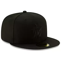 MLB Miami Marlins 2019 Black-on-Black 59FIFTY Fitted Hat