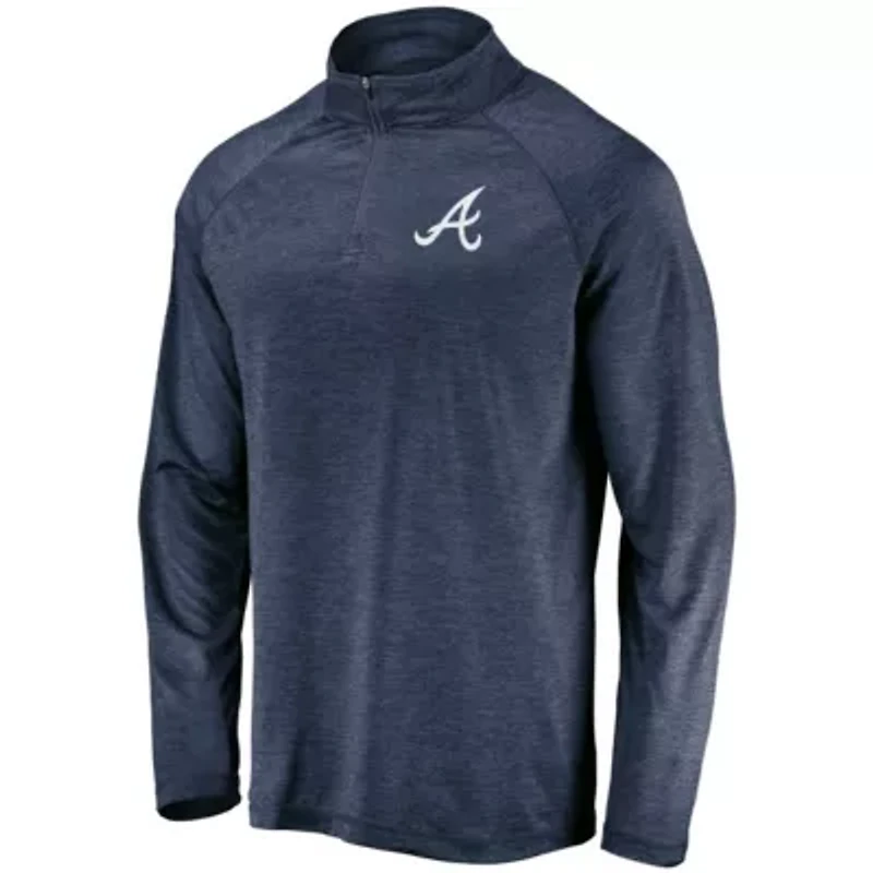 MLB Atlanta Braves Iconic Striated Primary Logo Raglan Quarter-Zip Pullover Jacket