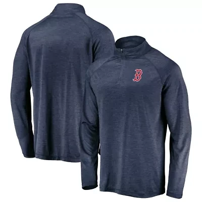 Boston Red Sox MLB Fanatics Iconic Striated Primary Logo Raglan Quarter-Zip Pullover Jacket