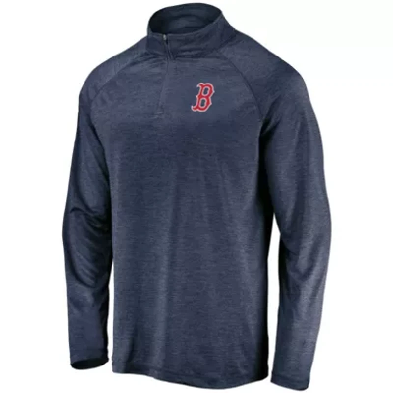 Boston Red Sox MLB Fanatics Iconic Striated Primary Logo Raglan Quarter-Zip Pullover Jacket