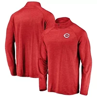 MLB Cincinnati Reds Iconic Striated Primary Logo Raglan Quarter-Zip Pullover Jacket