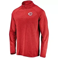 MLB Cincinnati Reds Iconic Striated Primary Logo Raglan Quarter-Zip Pullover Jacket