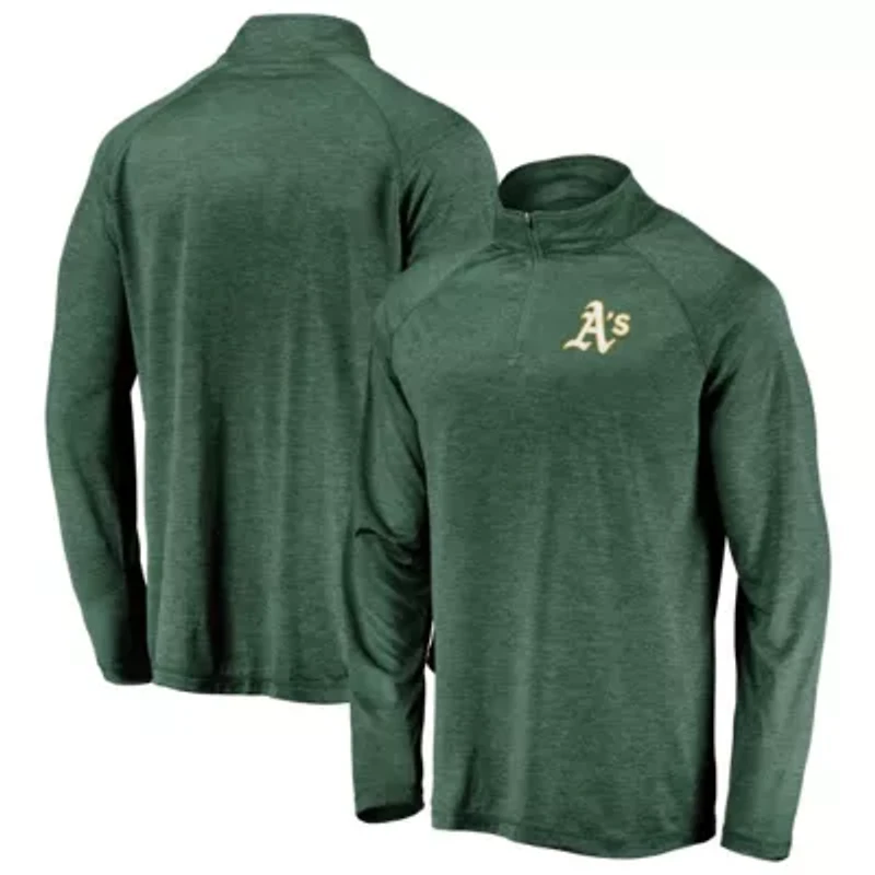 Oakland Athletics MLB Athletics Iconic Striated Primary Logo Raglan Quarter-Zip Pullover Jacket