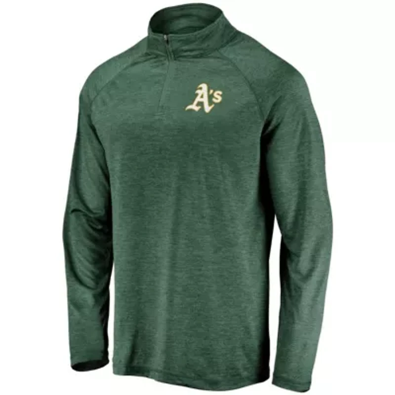 Oakland Athletics MLB Athletics Iconic Striated Primary Logo Raglan Quarter-Zip Pullover Jacket
