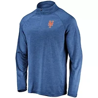 MLB New York Mets Iconic Striated Primary Logo Raglan Quarter-Zip Pullover Jacket