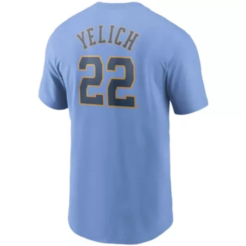 MLB Nike Christian Yelich Light Milwaukee Brewers Name & Number T-Shirt