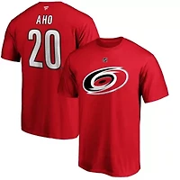 NHL Fanatics Sebastian Aho Carolina Hurricanes Team Authentic Stack Name & Number T-Shirt