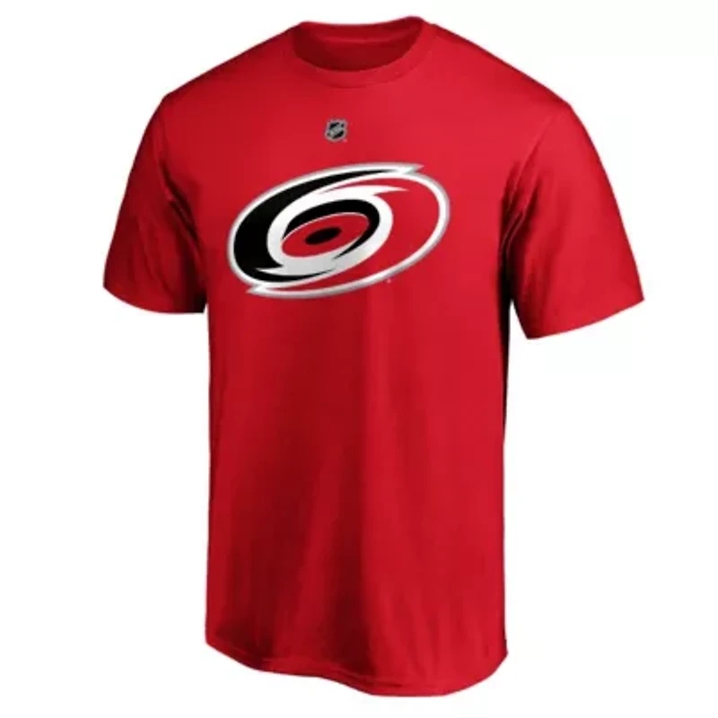 NHL Fanatics Sebastian Aho Carolina Hurricanes Team Authentic Stack Name & Number T-Shirt