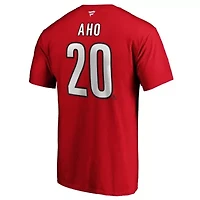 NHL Fanatics Sebastian Aho Carolina Hurricanes Team Authentic Stack Name & Number T-Shirt