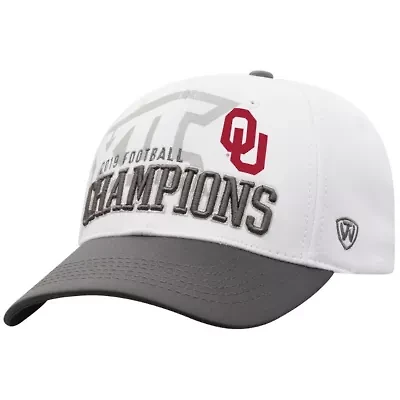 NCAA White/Gray Oklahoma Sooners 2019 Big 12 Football s Locker Room Adjustable Hat