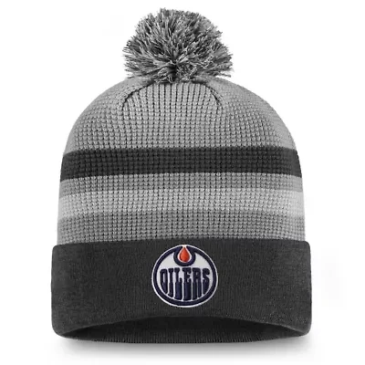 NHL Fanatics Edmonton Oilers Authentic Pro Home Ice Cuffed Knit Hat with Pom