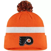 NHL Fanatics Orange/White Philadelphia Flyers 2020 NHL Draft Authentic Pro Cuffed Pom Knit Hat