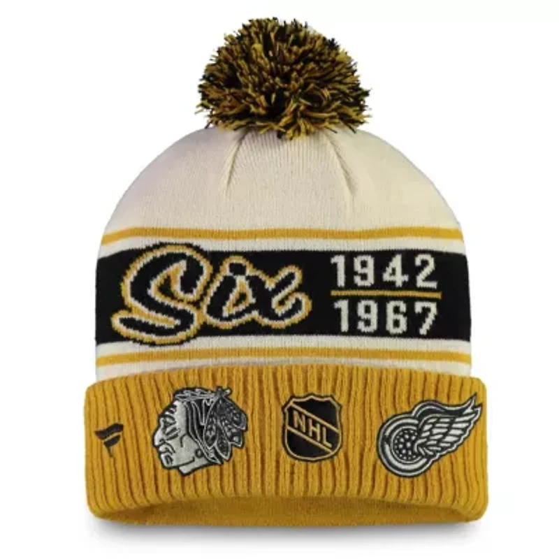NHL Fanatics NHL Original 6 Refresh Cuffed Knit Hat with Pom