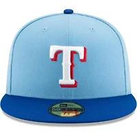 MLB Texas Rangers Light Blue/Royal On-Field Authentic Collection 59FIFTY Fitted Hat