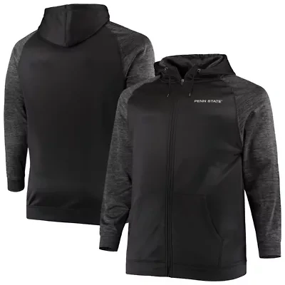 NCAA Penn State Nittany Lions Big & Tall Blackout Raglan Full-Zip Hoodie