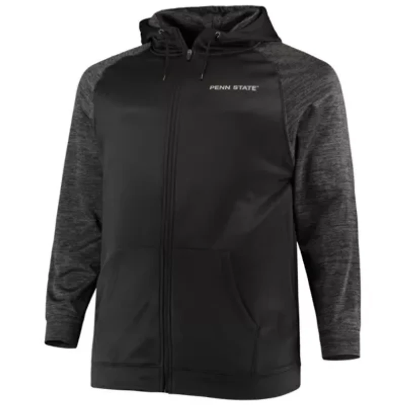 NCAA Penn State Nittany Lions Big & Tall Blackout Raglan Full-Zip Hoodie
