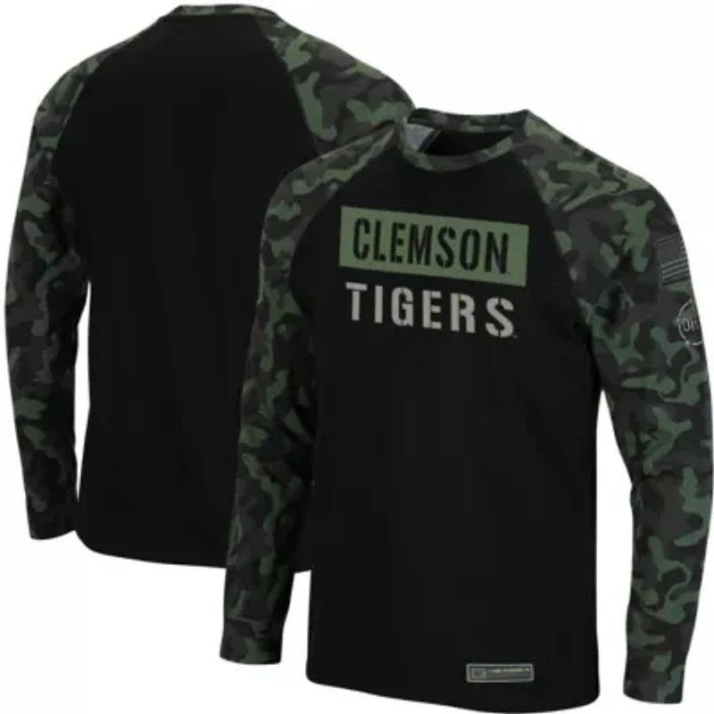 NCAA Clemson Tigers OHT Military Appreciation Big & Tall Raglan Long Sleeve T-Shirt