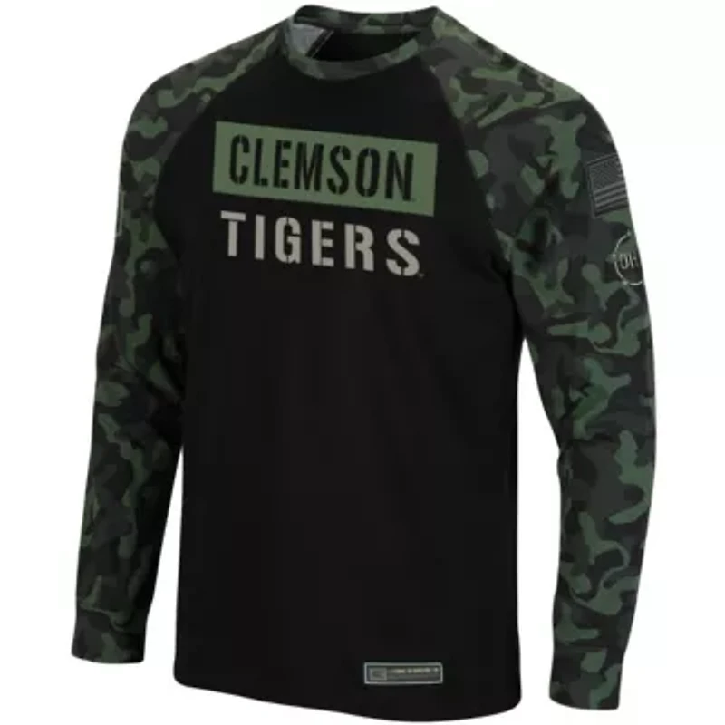 NCAA Clemson Tigers OHT Military Appreciation Big & Tall Raglan Long Sleeve T-Shirt