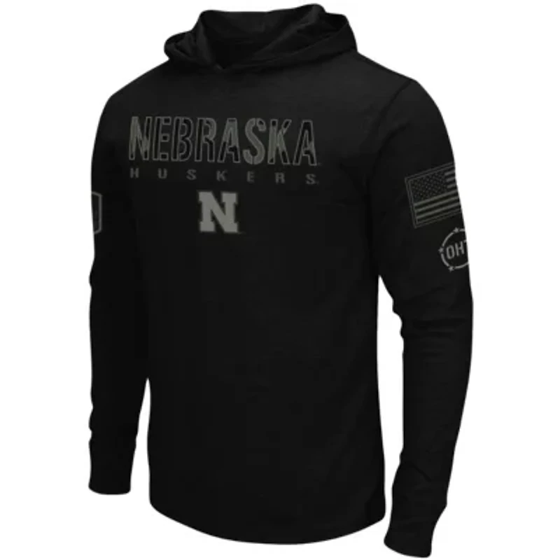 NCAA Nebraska Huskers OHT Military Appreciation Hoodie Long Sleeve T-Shirt