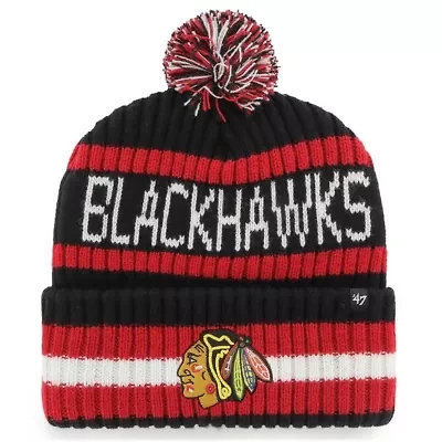 NHL Chicago Blackhawks Bering Cuffed Knit Hat with Pom
