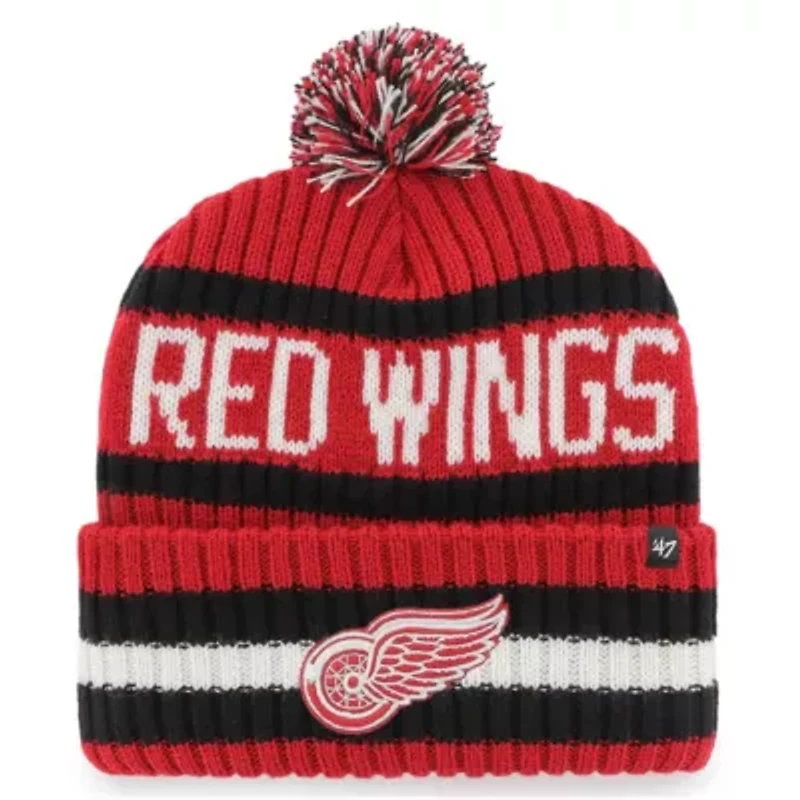 NHL Detroit Wings Bering Cuffed Knit Hat with Pom