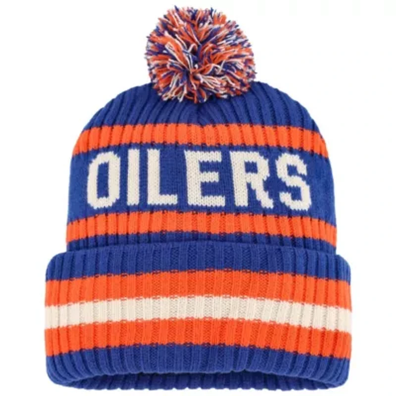 NHL Royal/Orange Edmonton Oilers Bering Cuffed Knit Hat with Pom
