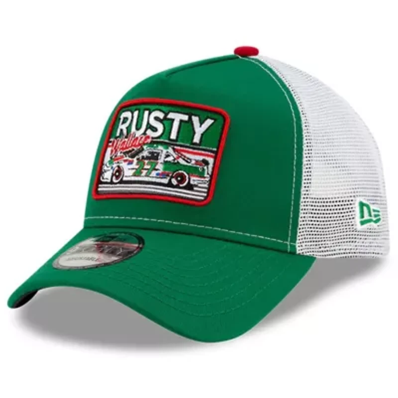 NASCAR Green/White Rusty Wallace Legends 9FORTY A-Frame Adjustable Trucker Hat