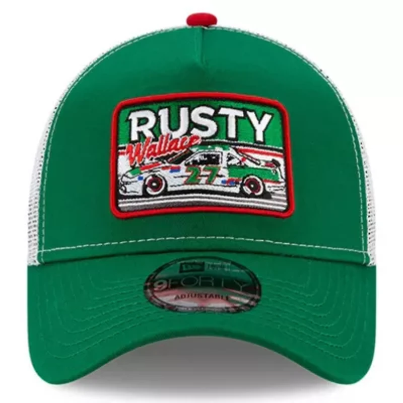 NASCAR Green/White Rusty Wallace Legends 9FORTY A-Frame Adjustable Trucker Hat
