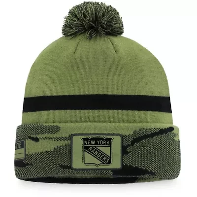 NHL Fanatics New York Rangers Military Appreciation Cuffed Knit Hat with Pom