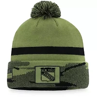 NHL Fanatics New York Rangers Military Appreciation Cuffed Knit Hat with Pom